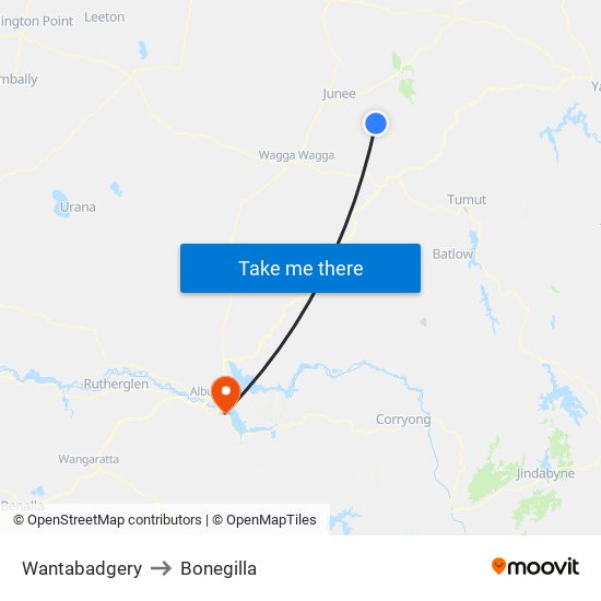 Wantabadgery to Bonegilla map