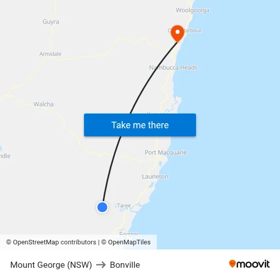 Mount George (NSW) to Bonville map