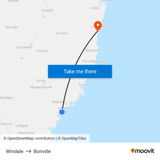 Windale to Bonville map