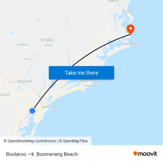 Boolaroo to Boomerang Beach map