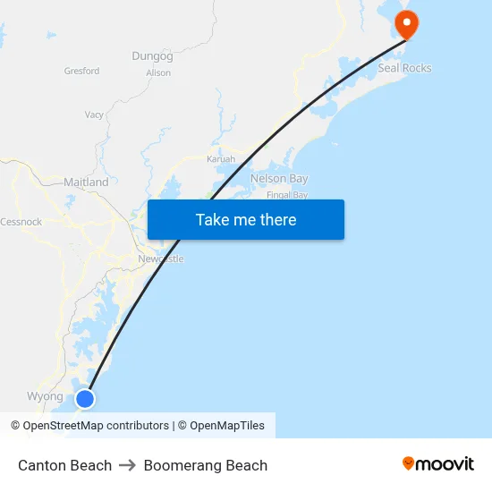 Canton Beach to Boomerang Beach map