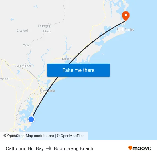 Catherine Hill Bay to Boomerang Beach map