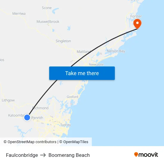Faulconbridge to Boomerang Beach map