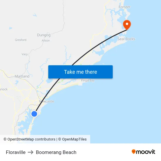 Floraville to Boomerang Beach map