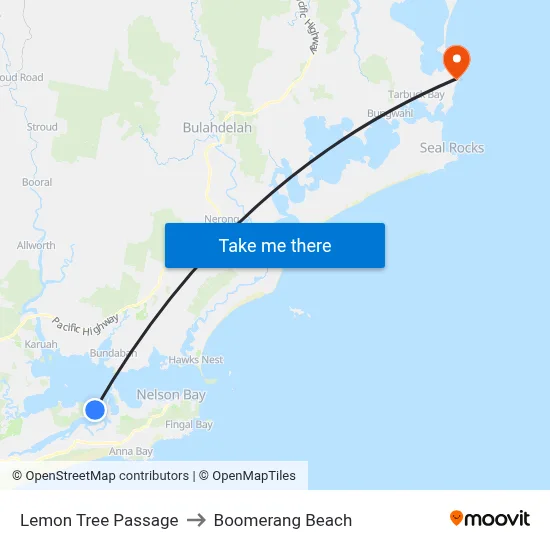 Lemon Tree Passage to Boomerang Beach map