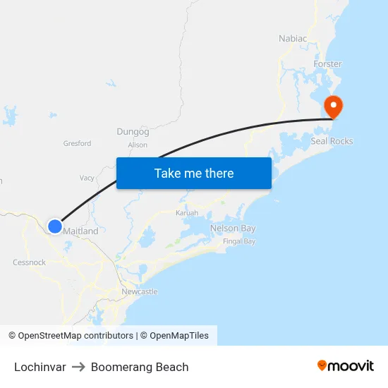 Lochinvar to Boomerang Beach map