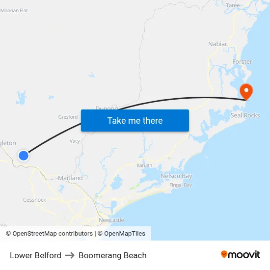 Lower Belford to Boomerang Beach map