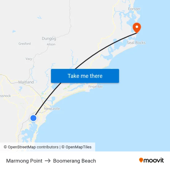 Marmong Point to Boomerang Beach map