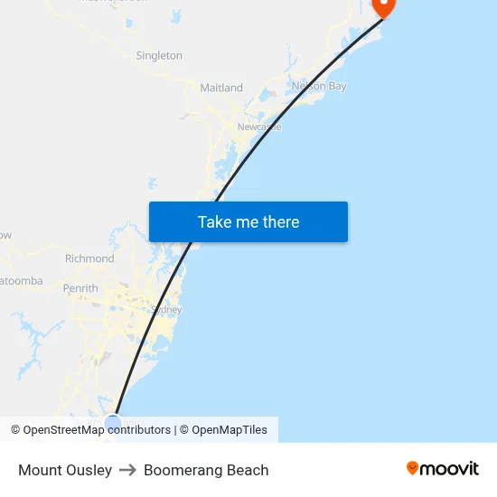 Mount Ousley to Boomerang Beach map