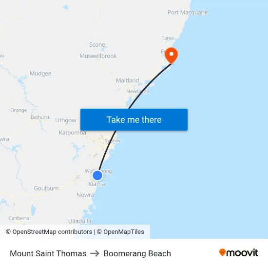 Mount Saint Thomas to Boomerang Beach map