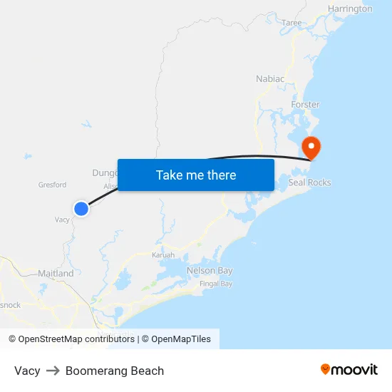 Vacy to Boomerang Beach map