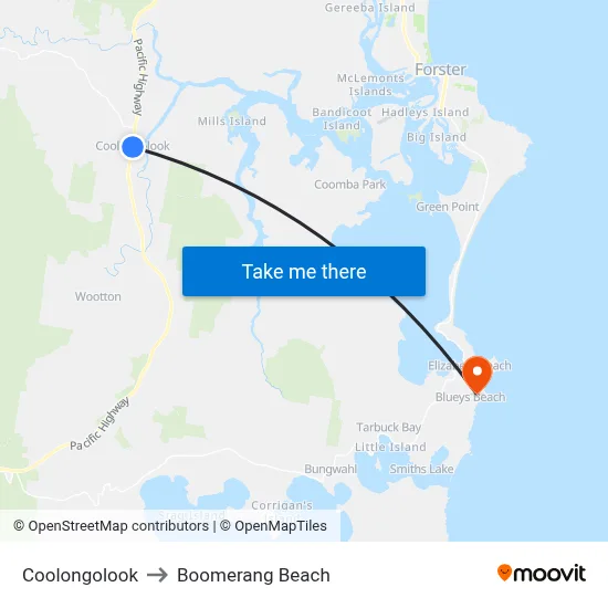 Coolongolook to Boomerang Beach map