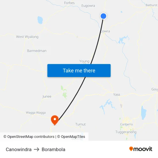 Canowindra to Borambola map