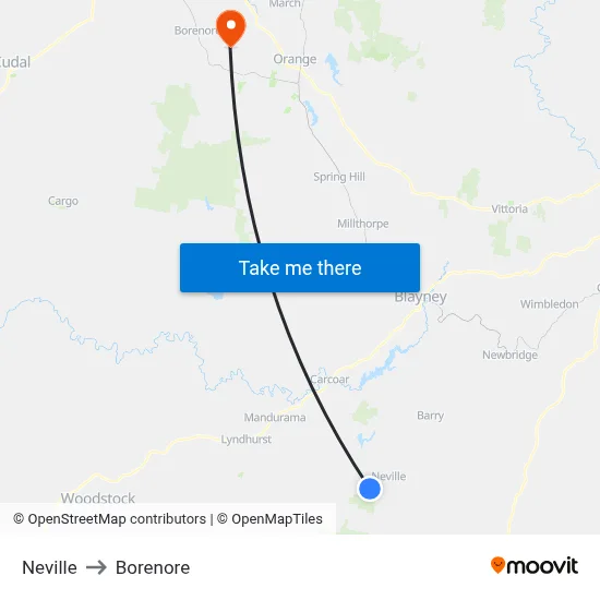 Neville to Borenore map