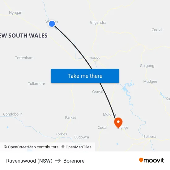 Ravenswood (NSW) to Borenore map