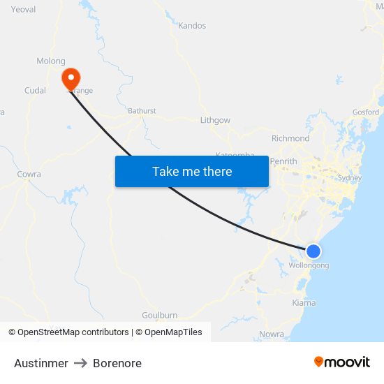 Austinmer to Borenore map