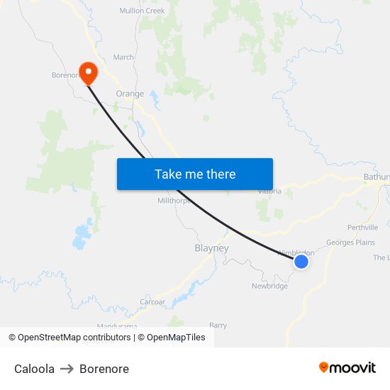 Caloola to Borenore map