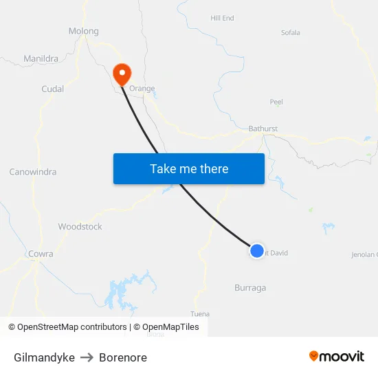 Gilmandyke to Borenore map