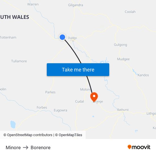 Minore to Borenore map