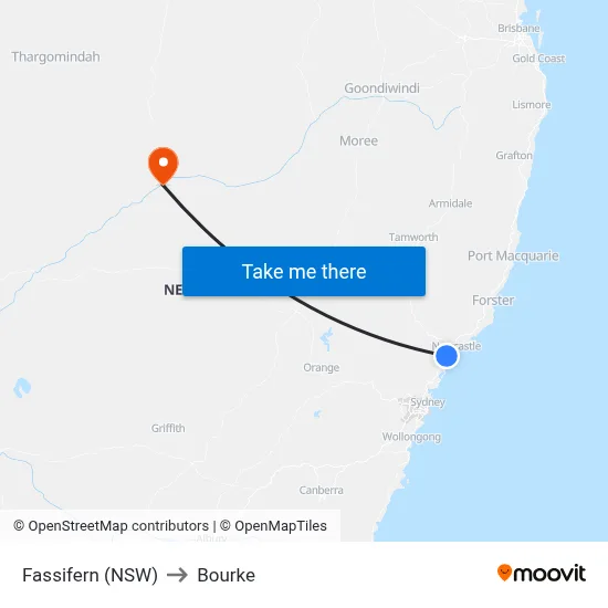 Fassifern (NSW) to Bourke map