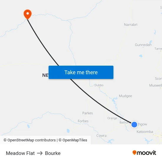 Meadow Flat to Bourke map