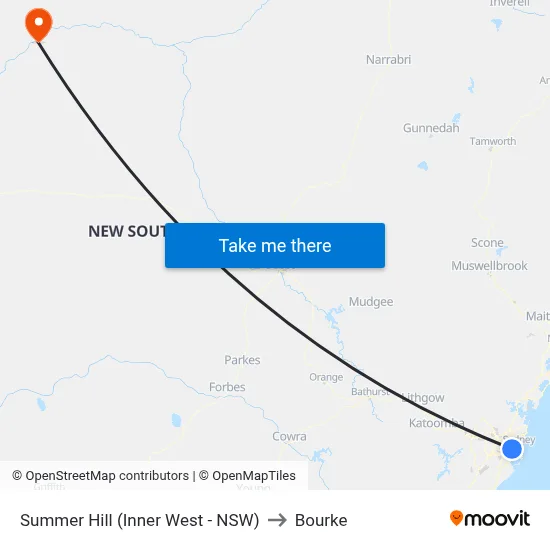 Summer Hill (Inner West - NSW) to Bourke map