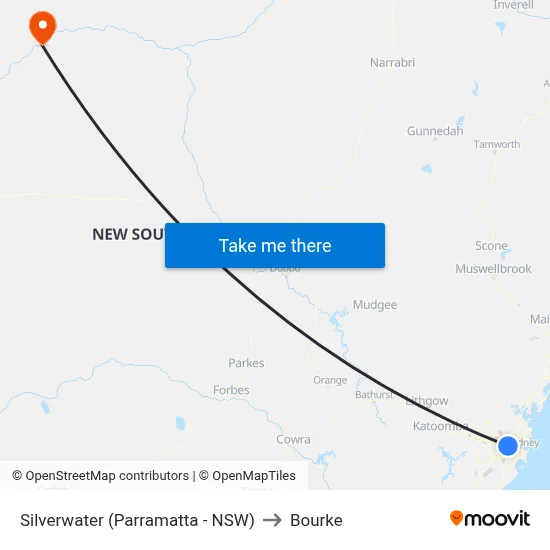 Silverwater (Parramatta - NSW) to Bourke map