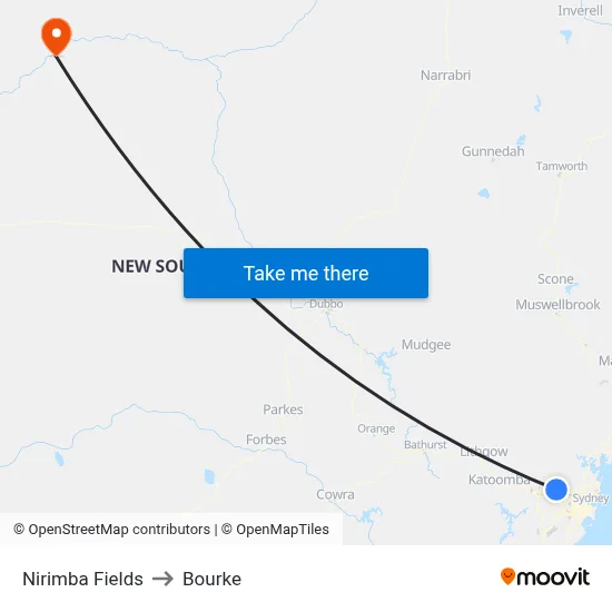 Nirimba Fields to Bourke map