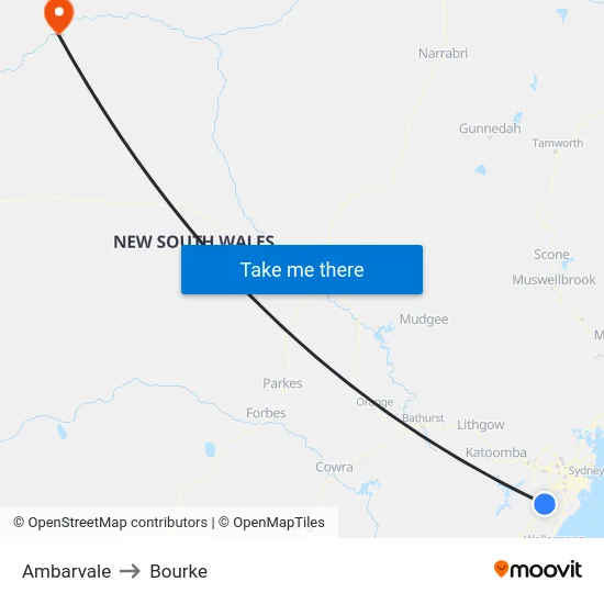 Ambarvale to Bourke map