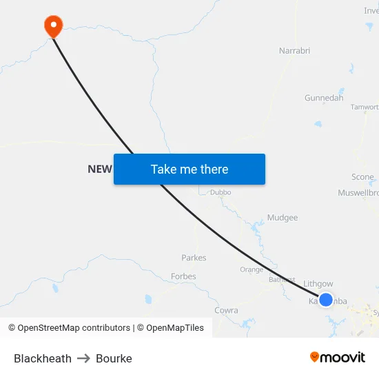 Blackheath to Bourke map