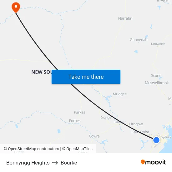 Bonnyrigg Heights to Bourke map