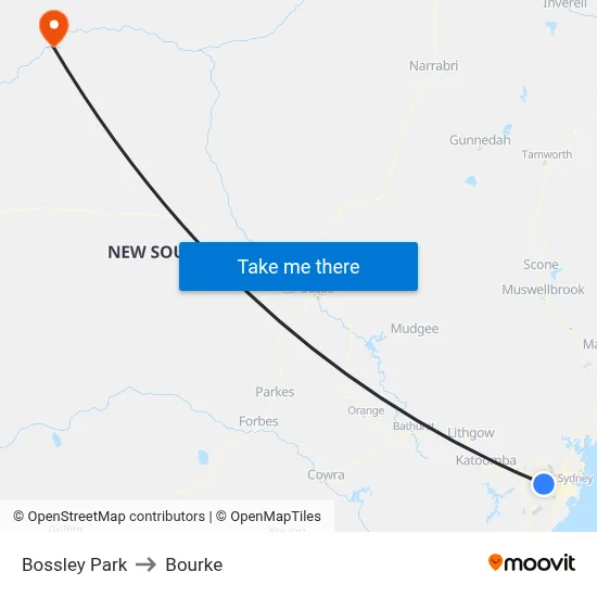 Bossley Park to Bourke map