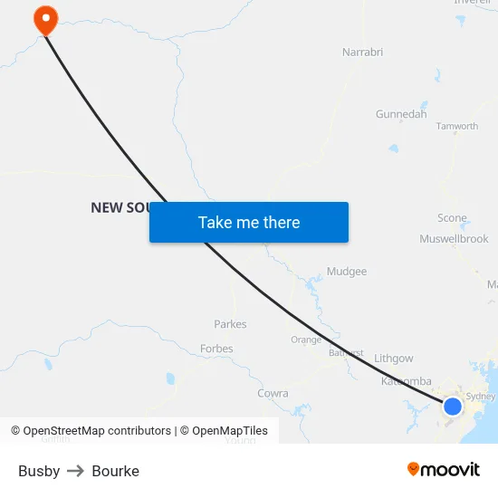 Busby to Bourke map