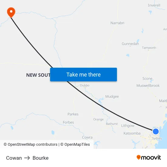 Cowan to Bourke map