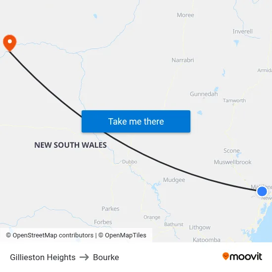 Gillieston Heights to Bourke map