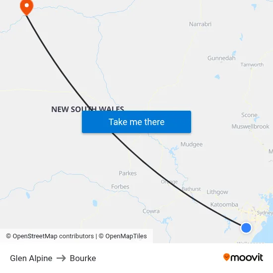 Glen Alpine to Bourke map