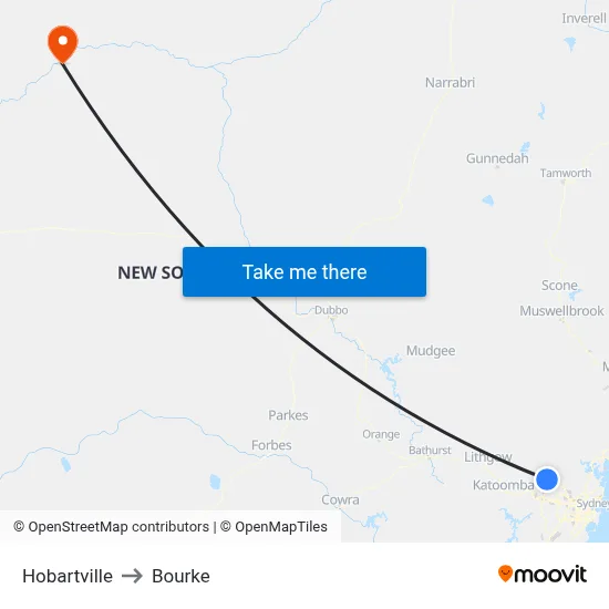 Hobartville to Bourke map