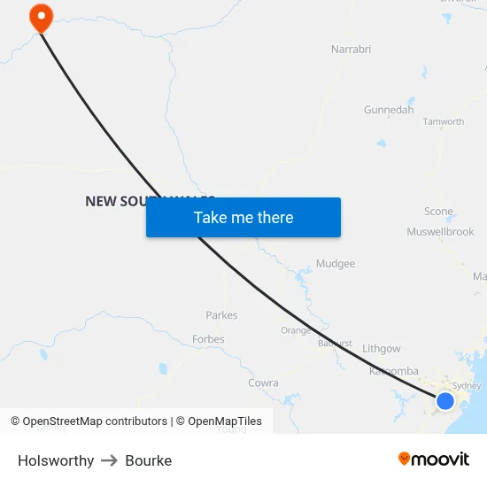 Holsworthy to Bourke map