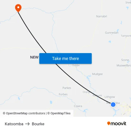 Katoomba to Bourke map