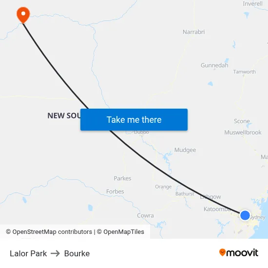 Lalor Park to Bourke map