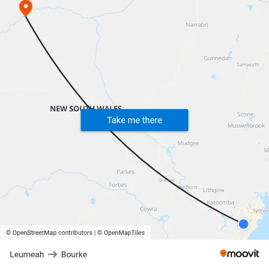 Leumeah to Bourke map