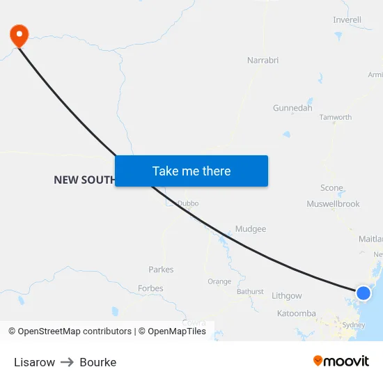 Lisarow to Bourke map