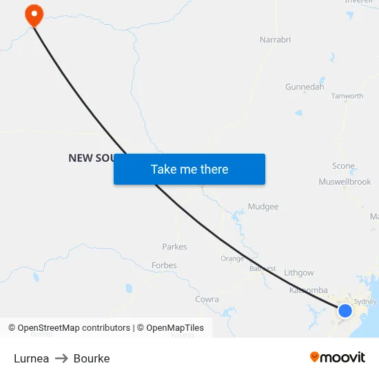Lurnea to Bourke map