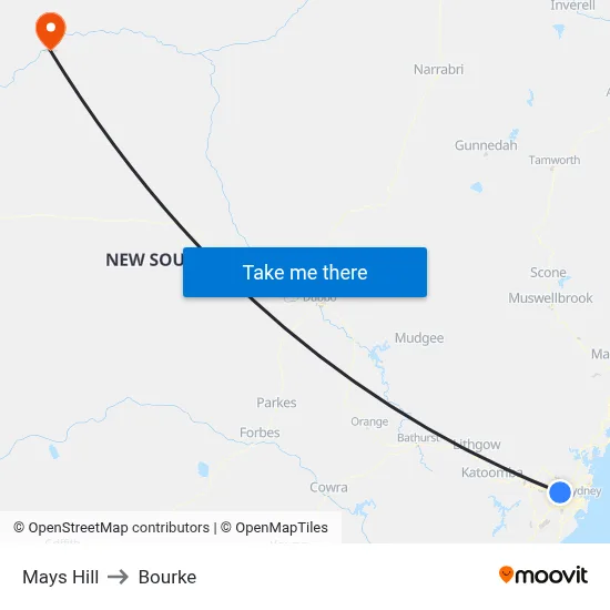 Mays Hill to Bourke map