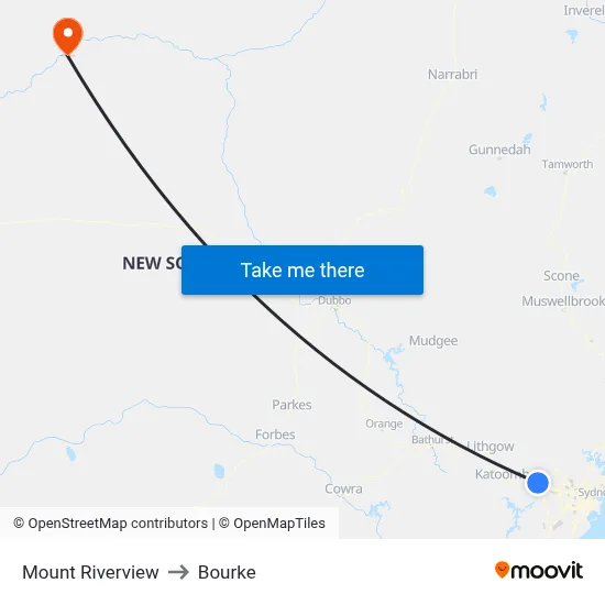 Mount Riverview to Bourke map