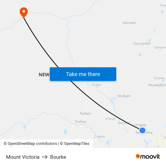 Mount Victoria to Bourke map