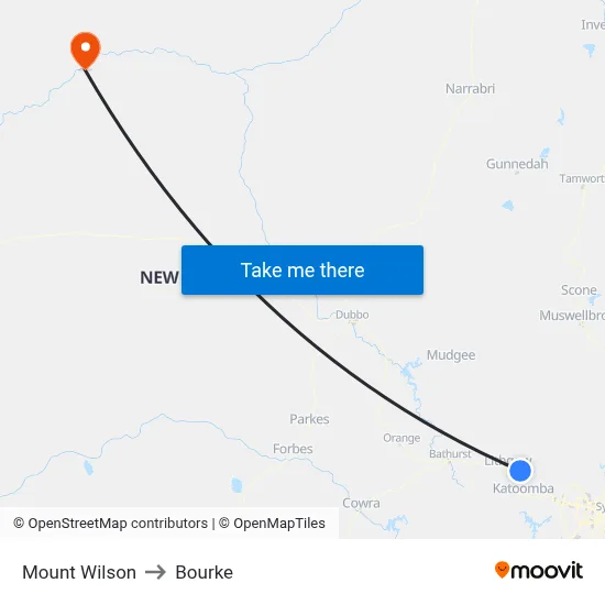 Mount Wilson to Bourke map