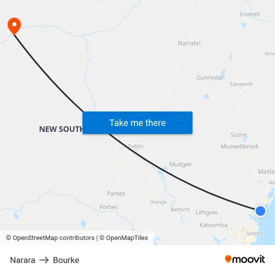 Narara to Bourke map