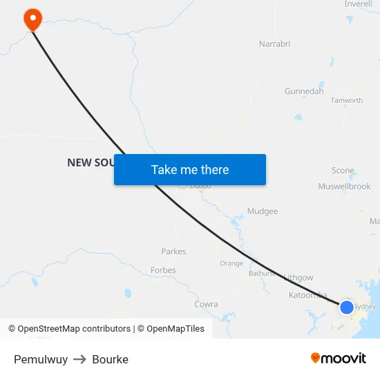 Pemulwuy to Bourke map