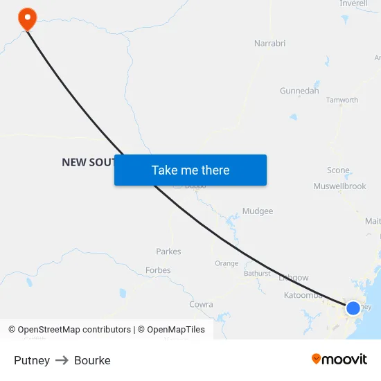 Putney to Bourke map